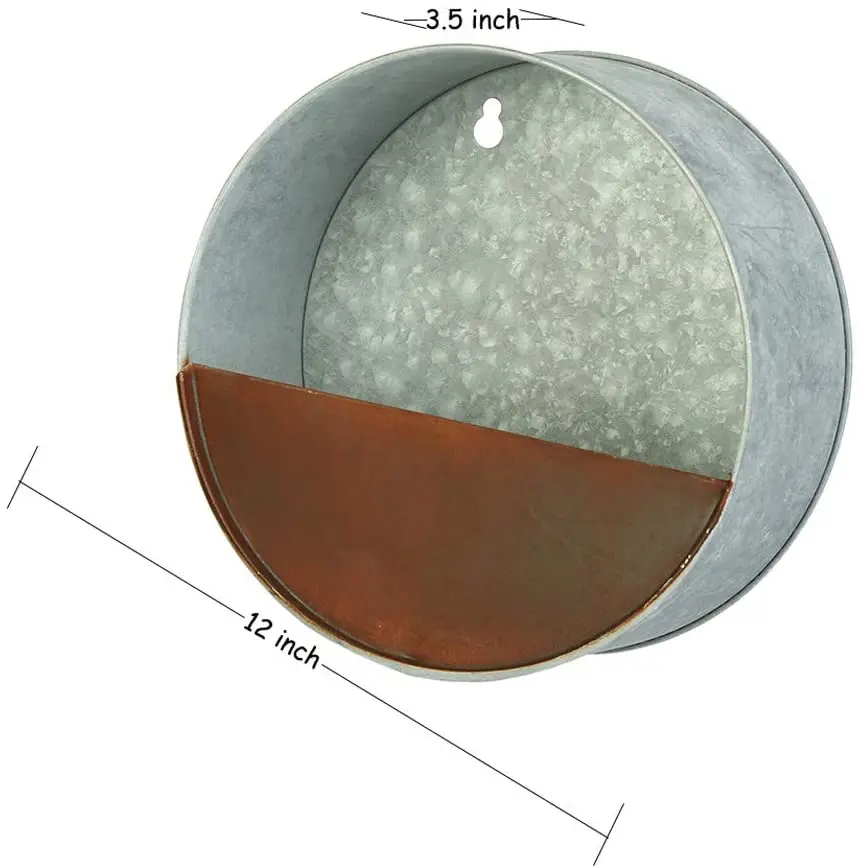Круглый оцинкованный металлический настенный карманный органайзер в деревенском стиле для дома винтажном по низкой цене необработанная отделка