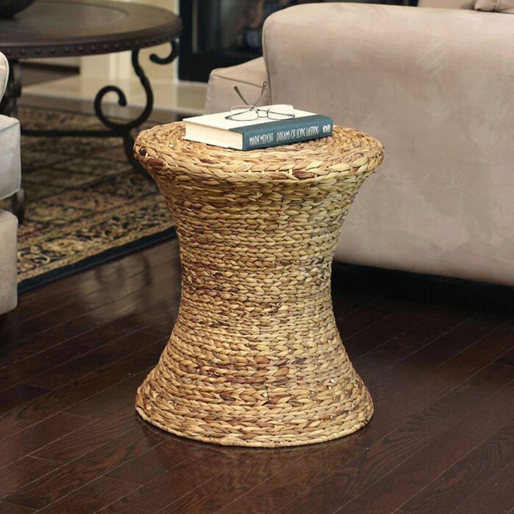 Boho Style Water Hyacinth Side Table Ottoman Furniture Eco Friendly Wholesale Made In Vietnam Furniture Set