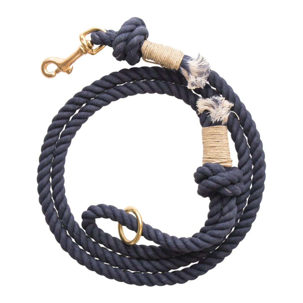 Dog Rope Leashes Black Cotton for Medium or Large Breeds