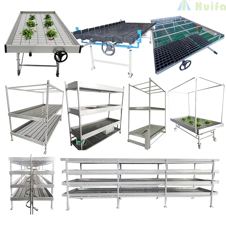New type Hydroponic Grow Systems Film 30 X 100 Greenhouse Ebb And Flow Rolling Table for Greenhouse planting
