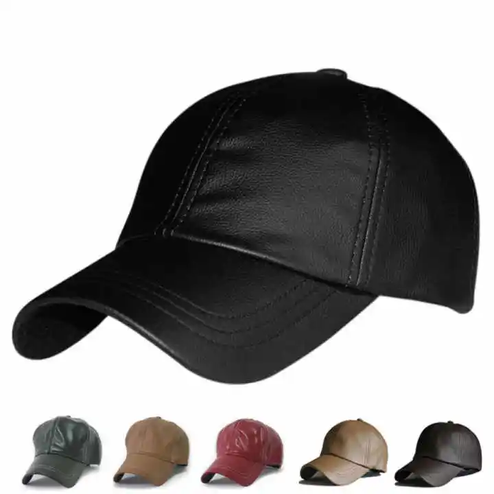Customized Logo Men Black Leather Badge Flat-Top-Caps Hats Flat-Top Low MOQ Baseball-Cap