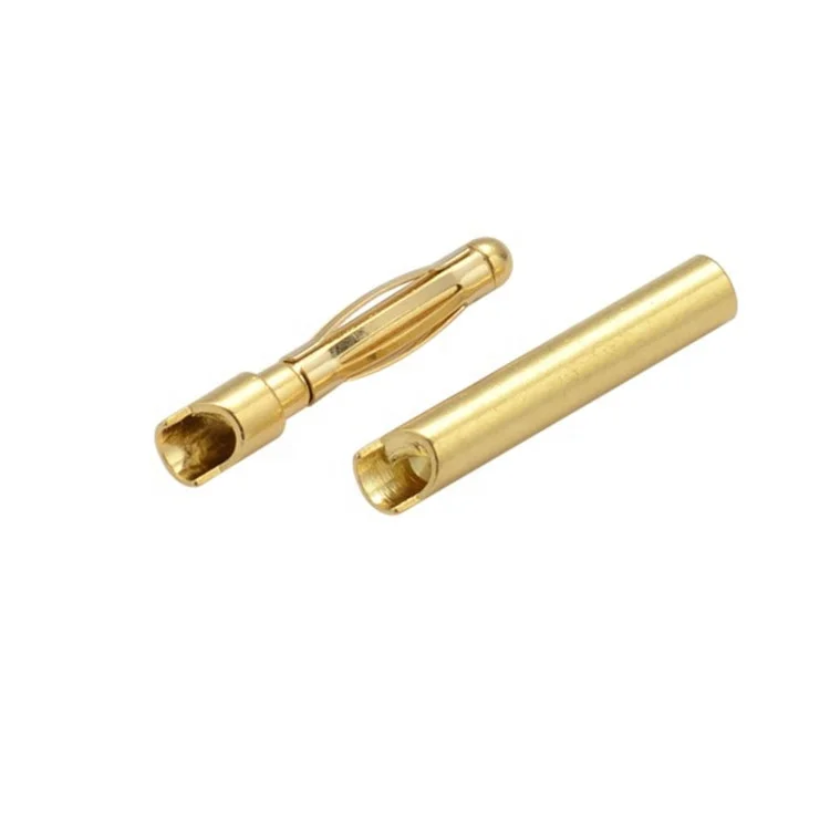 custom cnc machining parts, brass gold plated 1mm 2mm 3mm 4mm medical micro mini banana plug