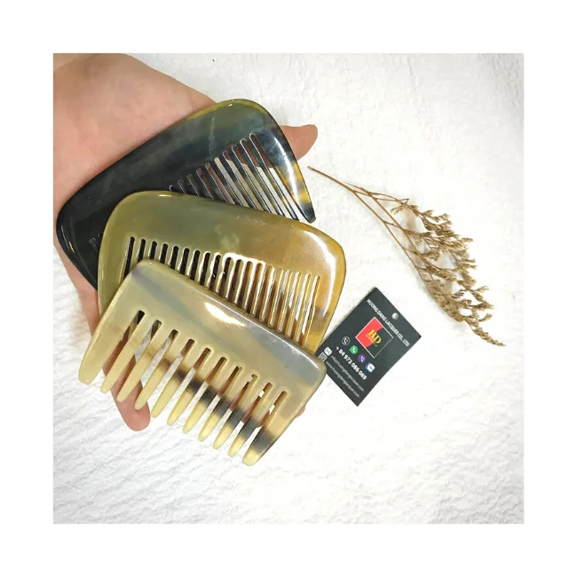 HORN COMB 100% MADE OF VIETNAM  BUFFALO HORN - Luxury handmade Small and short Buffalo Horn Massage, Carving Beauty Comb