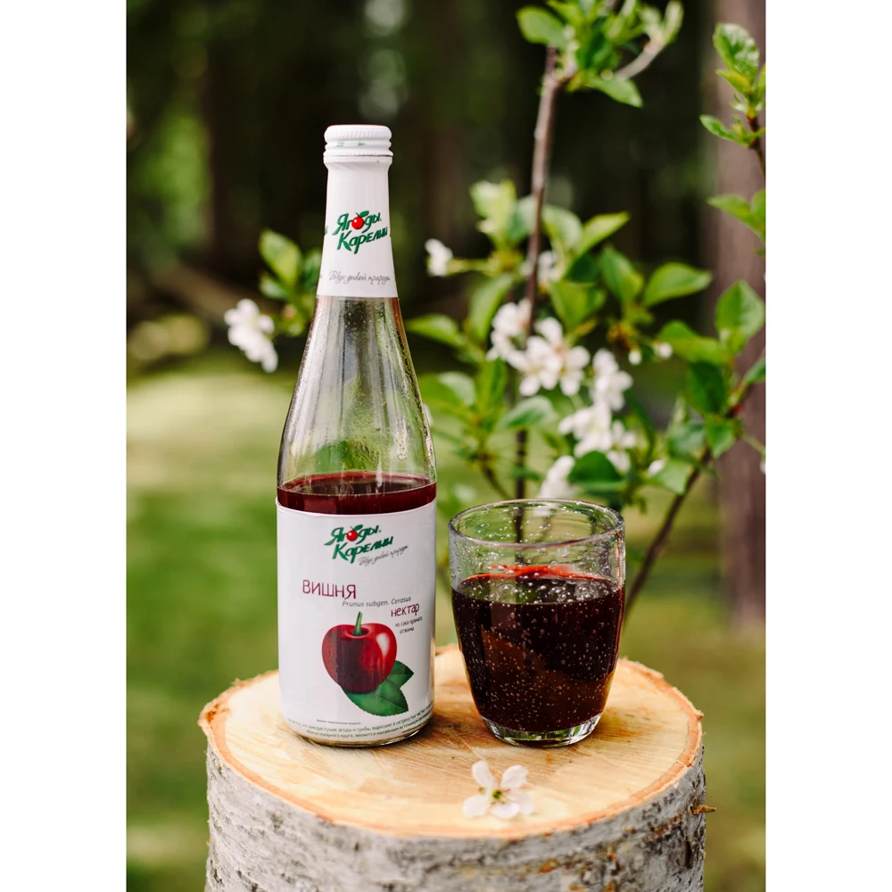 Premium quality 100% organic cherry nectar drink glass bottled, soft drinks