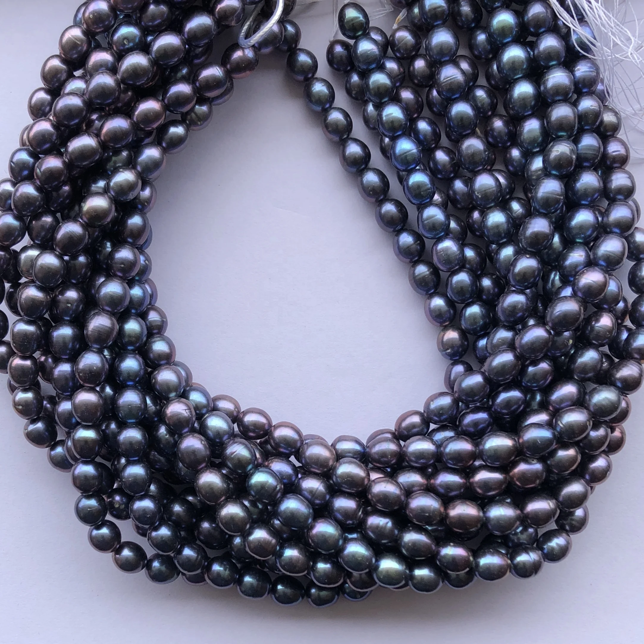 Shop Online Wholesale Price 8mm Natural Green Purple Black Color Freshwater Pearl Stone Smooth Rice Shape Beads Strand At Sale