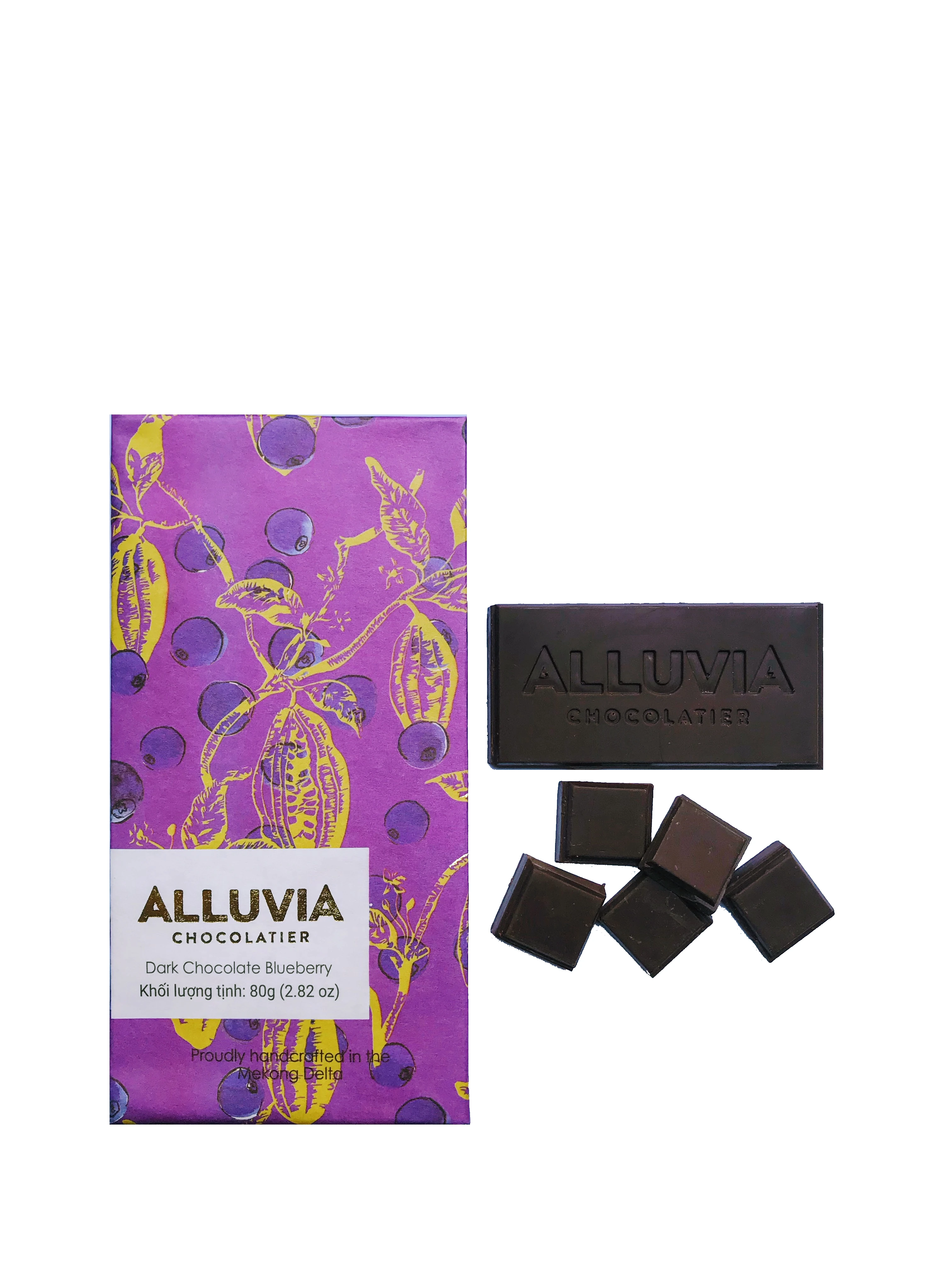  Великолепный фруктовый аромат в каждом кусочке аллювийский темный шоколад с черничным горечным шоколадом 80 г