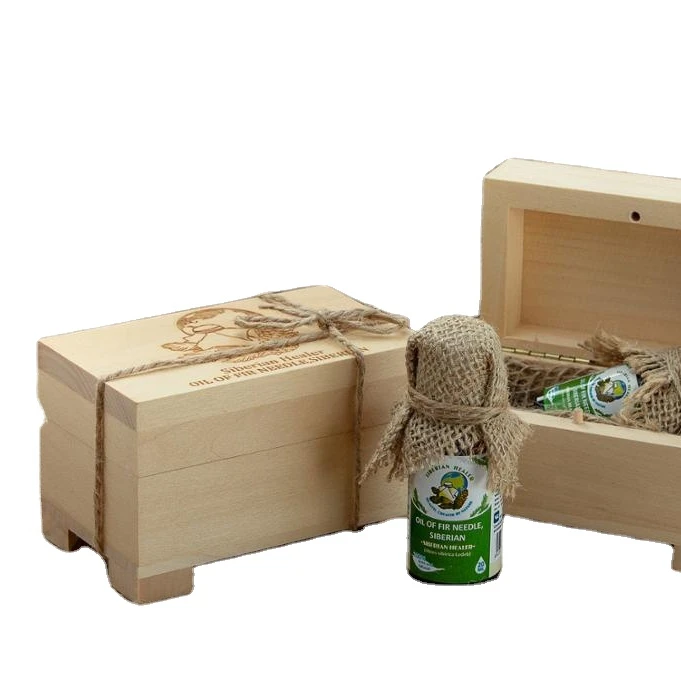Natural Linden Wooden Box 20 ml Organic Siberian Fir Essential Oil Without Auxiliary Substances