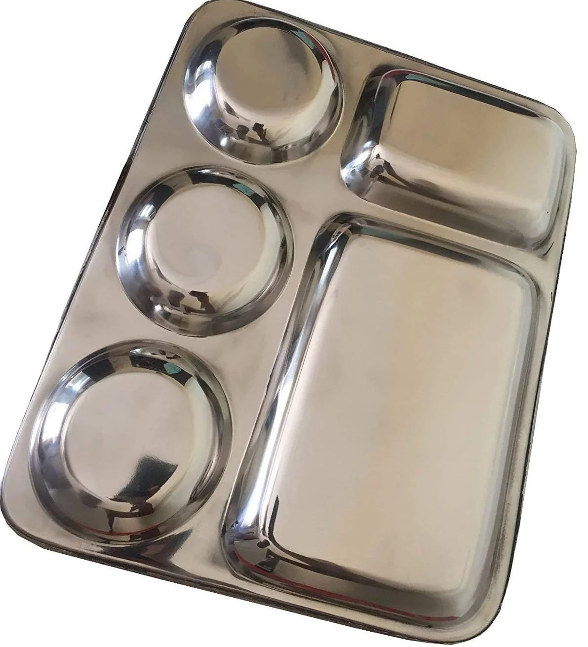 high quality stainless steel set of 5 rectangular shape new dinner plate 5 sections divided Technology Glass Packing Packaging