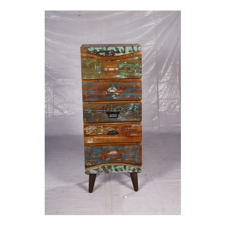 2021 Bulk Selling Strong Material Industrial & Vintage Wooden Tall Multi-Drawer Chest Cabinets for Home