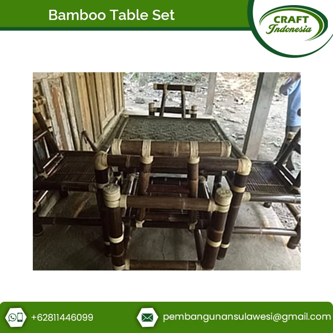 Factory Supply Top Sale Durable Modern Bamboo Dining Table Set