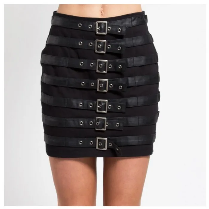 Gothic Women Kilt Tripp Buckle Up Punk Women Gothic Skirt