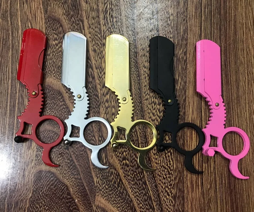 Colorful Stainless Steel Finger Handle Shaving Blade Knife Razor Best Safety Beard Folding Removal Straight Razor for Man