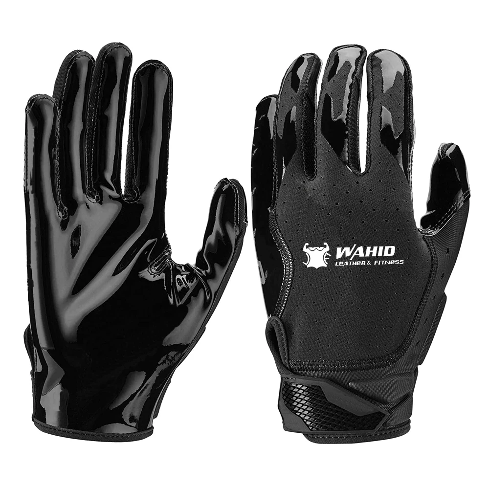 Reflex Enhancing Ball Catching Synthetic Leather Silicon Palm Grip with Backside Lycra Rugby Gloves Rugby Receiver Sports Gloves