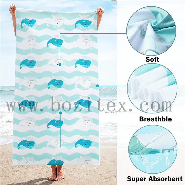 Hot sale Absorbent Sand Free printed beach microfiber travel towel for camping yoga
