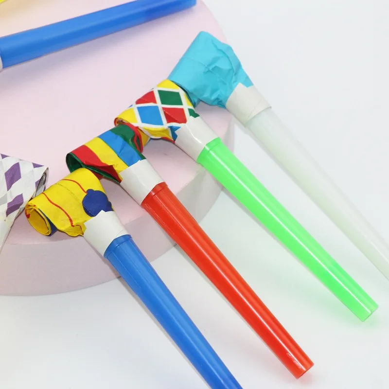 11.5cm party blowouts paper blow horn paper whistle
