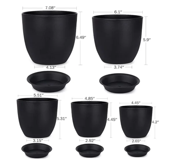 Custom Sizes And Logo Plastic Plant Pot With Drainage Hole Tray Decorative Planters For Flowers Succulents Cactus Plants