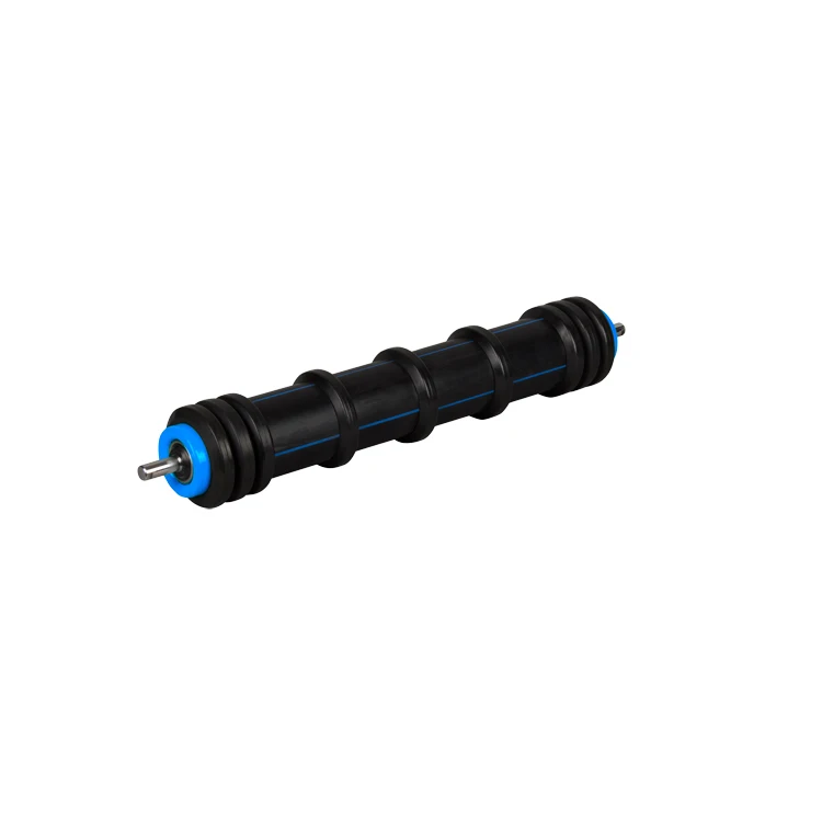 Rubber coated conveyor rollers for support lower branch of conveyor reduce wear on conveyor belt