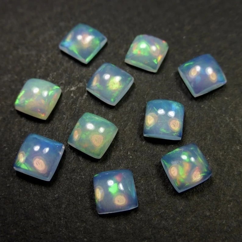 Buy Fire Ethiopian Opal Loose Gemstone 3mm Square Cabochons Semi Precious Assorted Loose Gemstone At Factory Cost