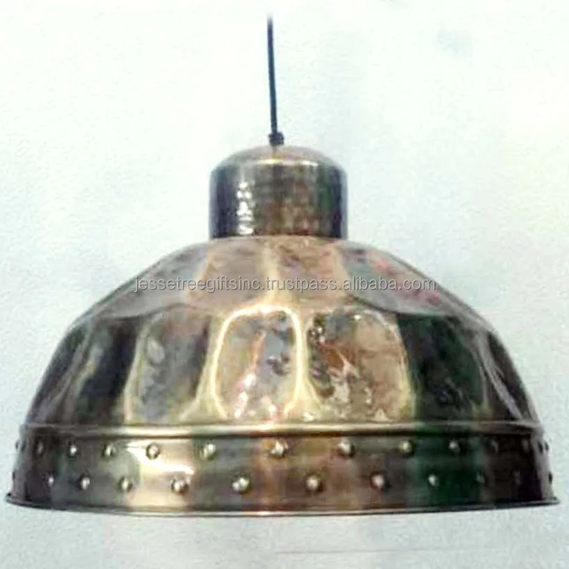 Metal Kitchen Ceiling Pendant Light With Antique Copper Spray Paint Finishing Big Hammered Design Round Shape For Lighting