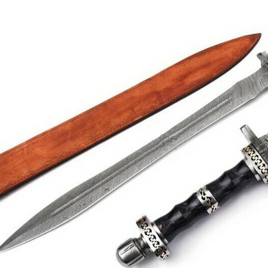 Custom Handmade Hand Forge Damascus Steel Double Edge Hunting Viking Sword