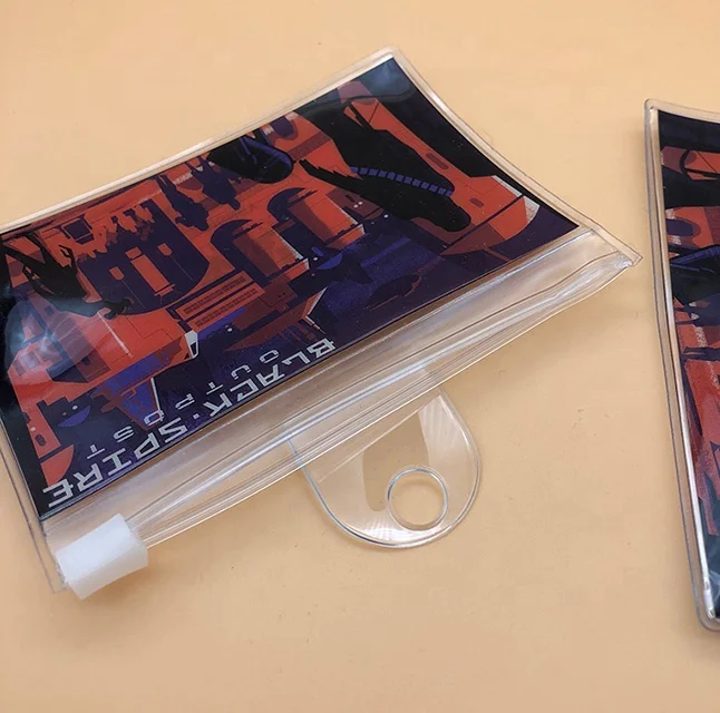 Customized Design Clear Soft PVC Full Color Printing ID Name Card Holder with Zip