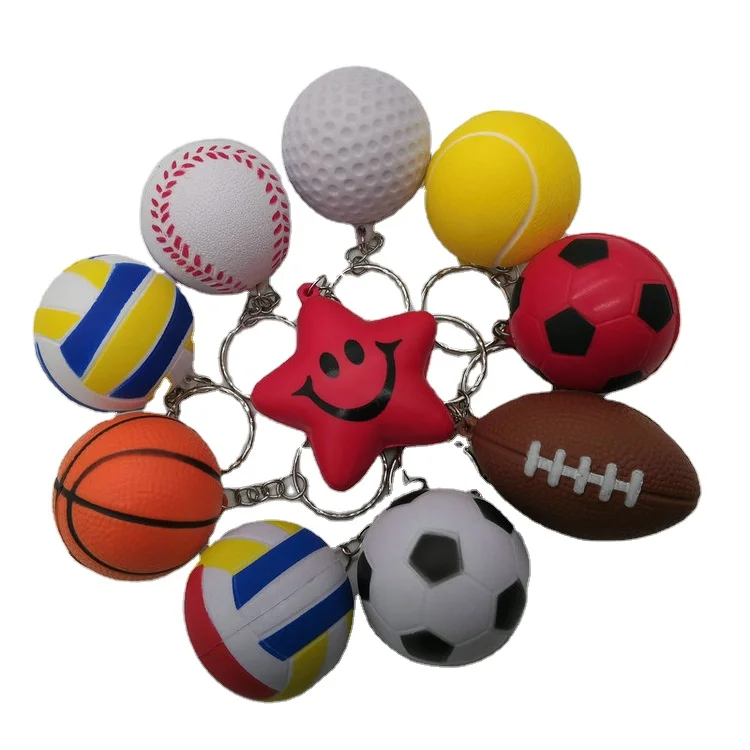 
Rugby Keychain American Football/Rugby Shape PU Stress Ball Keychain 