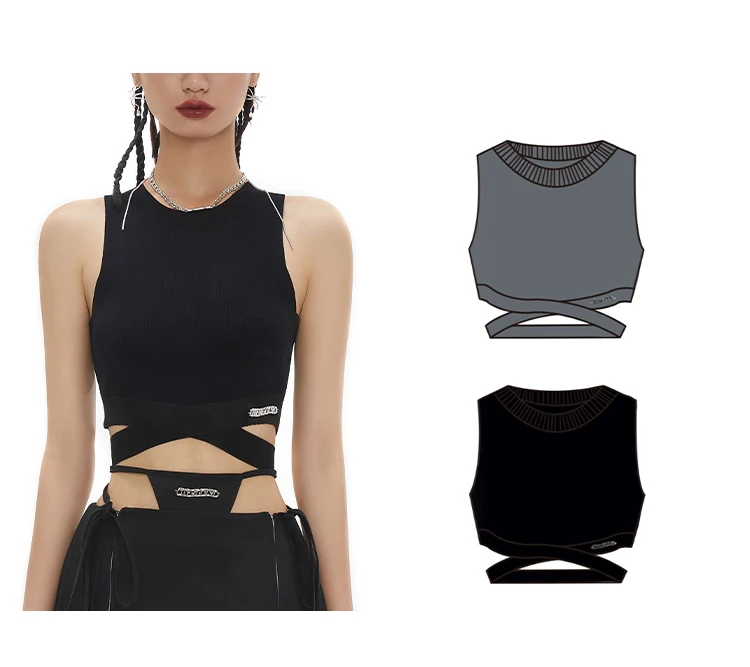 tops for women 2021 Custom Women Cropped Sexy Basic Sleeveless Knitted Black Womens Camis Shirts And Tank top