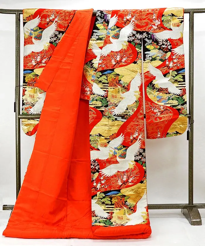 Japanese bridal clothing ladies long floral kimono robe