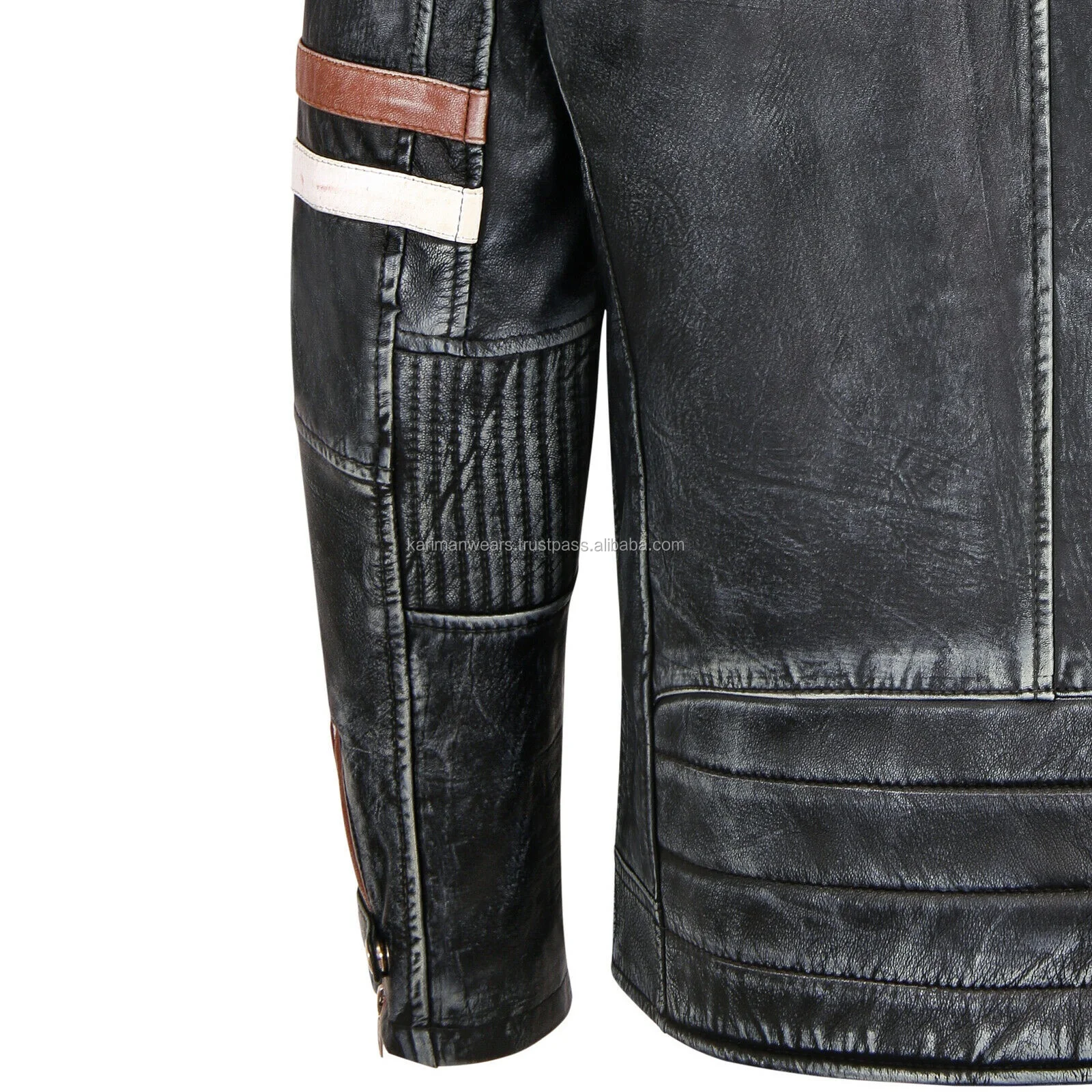 custom 2020 Hot sale fashionable mens black and white leather jacket custom made motorcycle Jacket