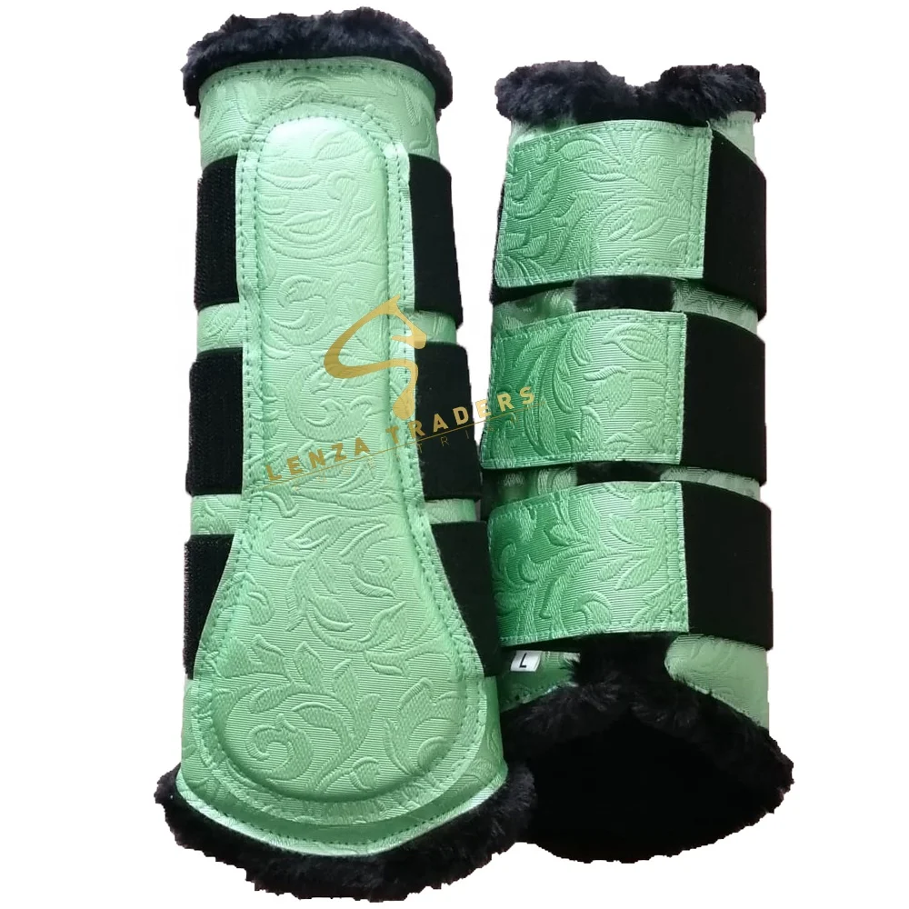 PATENT BRUSHING TENDON DRESSAGE PROTECTION BOOTS FLEECE S M L XL