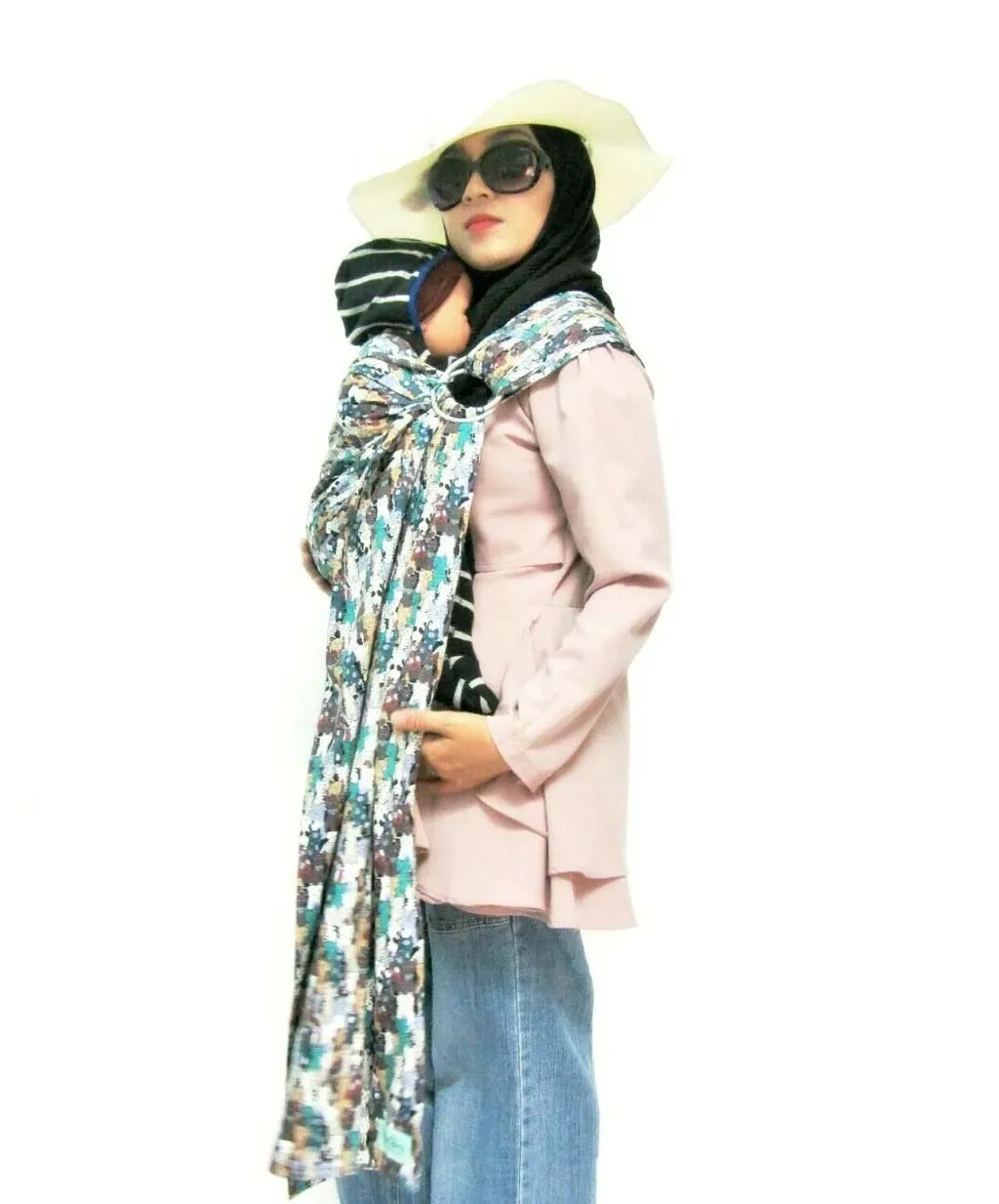 
New Arrival 68% Bamboo 32% Linen Breathable Light Weight Super Soft Baby Sling Ring Carrier 