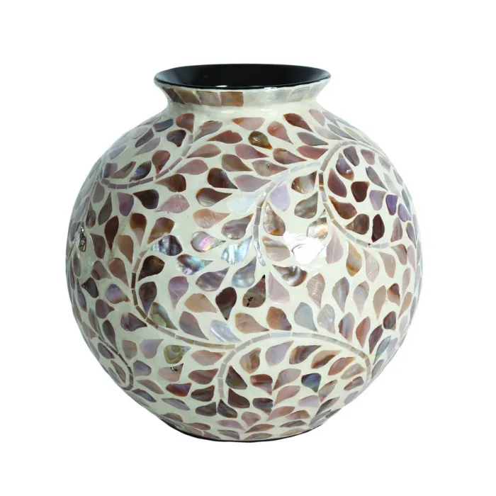 Flora set vase decor mother of pearl inlay flower vases brown capiz shell vase high quality wholesale