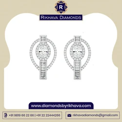 High Quality Antique Gold Round Pure 14K White Gold Diamond Earrings For Women Buy At Good Price