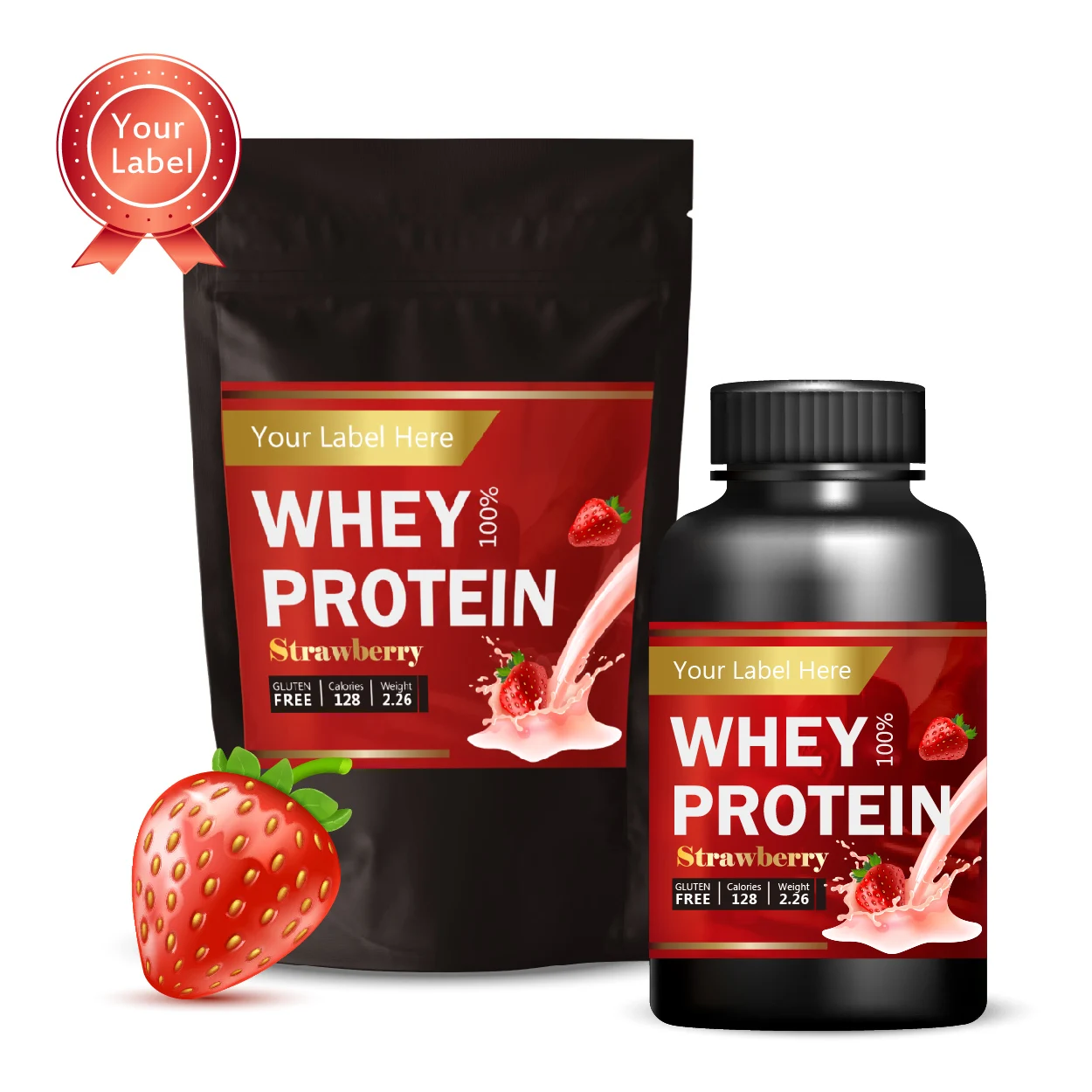 increase muscle mass 25ml strawberry flavor whey protein powder