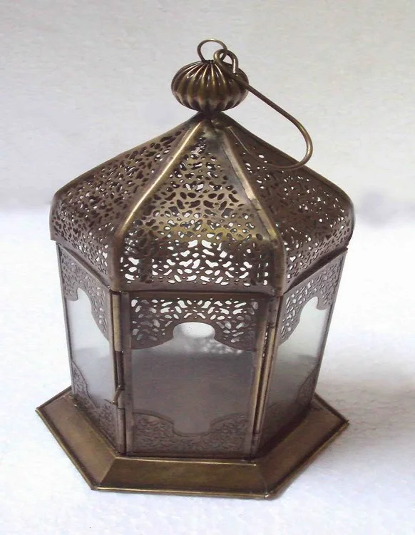 Moroccan Designer Table Lantern Lamp Solar Powered with LED Light Source for Emergency Use