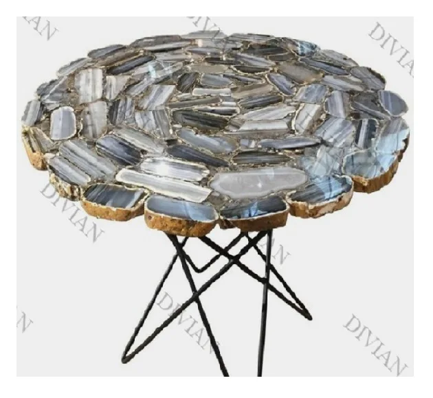 Indian Luxurious Round Agate Table Top Beautiful Agate Table For Home Hotel Restaurant High End Wholesale Agate Table