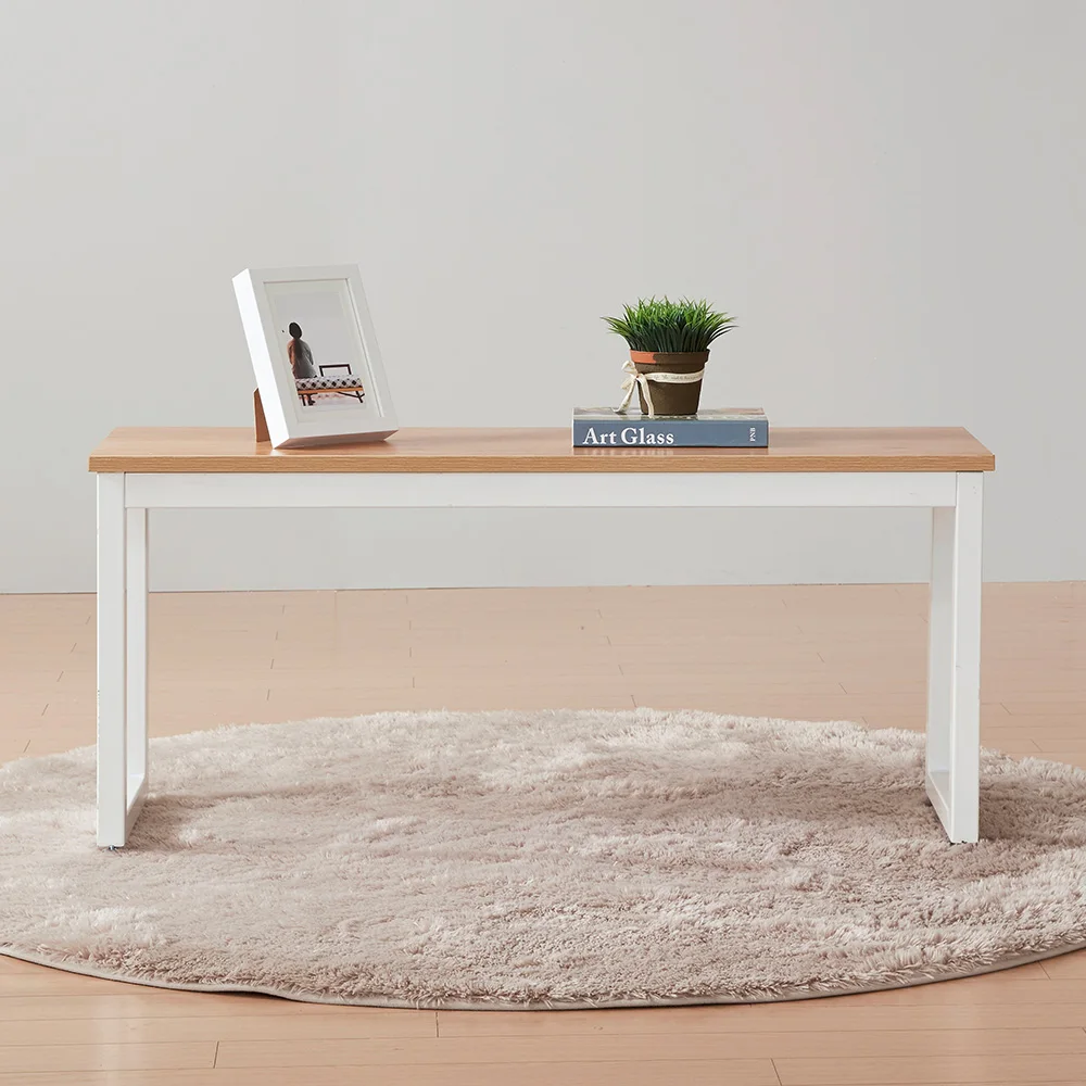 Design/modern Home/office Furniture, Wooden Metal Steel square Frame Dining Table Double Bench Chairs for Dining Room