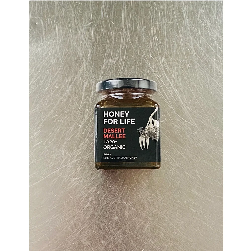 Honey Composition with 260g Light Favor Organic Honey TA20+ Desert Mallee Mono-Floral Honey In Mason Jar From Australia