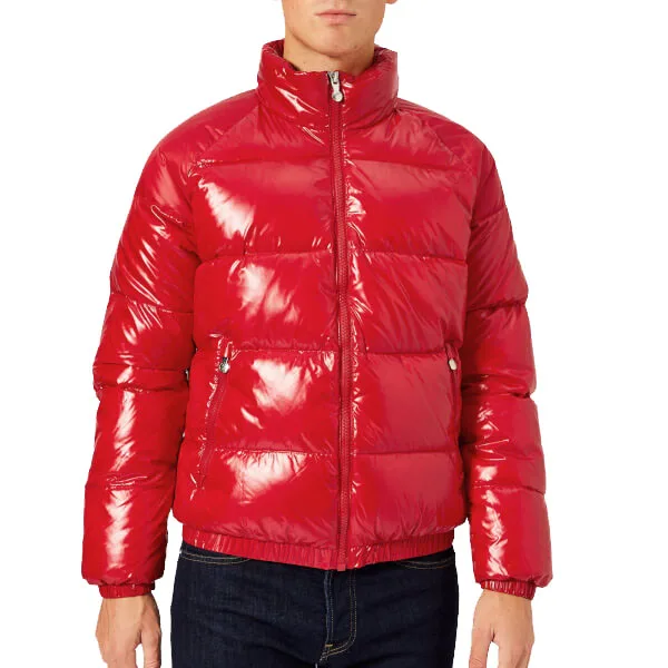 High quality fashionable casual shiny red puffer jacket mens