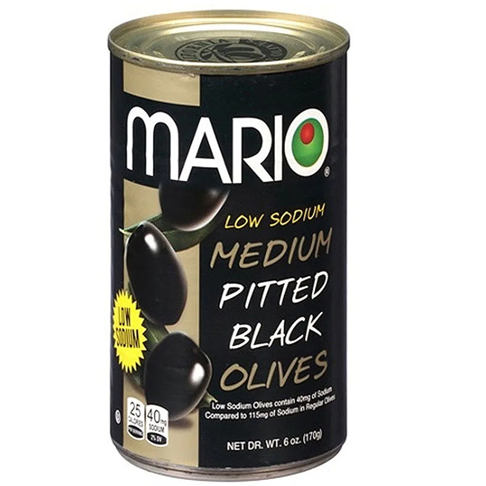 Mario Camacho 6.oz Ripe Pitted Medium Low Sodium Perfect Flavor For Meals And Healthier Snack Black Olives