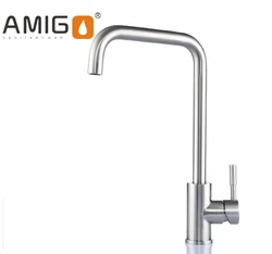 AMIGO Functional 304 Stainless Steel Goose neck Kitchen Faucet Water Mixer taps