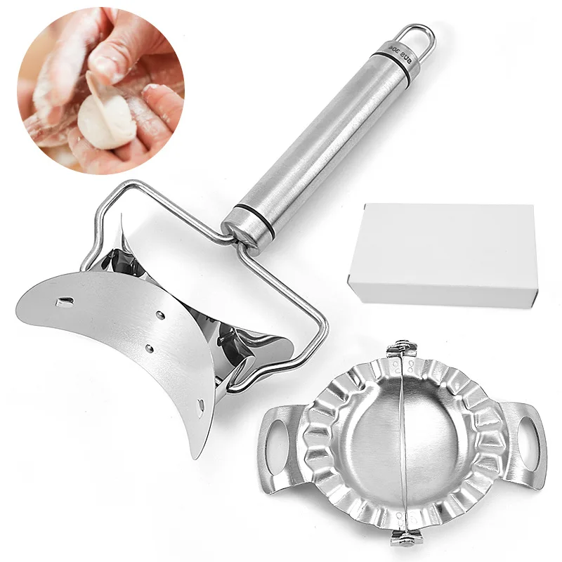 Stainless Steel Dumplings Mold Manual Dumpling Skin Maker Jiaozi Device Pack Clip Machine Dough Cutter Kitchen Pastry Tools