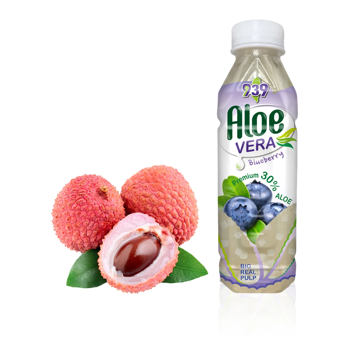 Напиток с алоэ вера, личи с настоящей целлюлозой, размер бутылки 38 мм, частная торговая марка, напиток