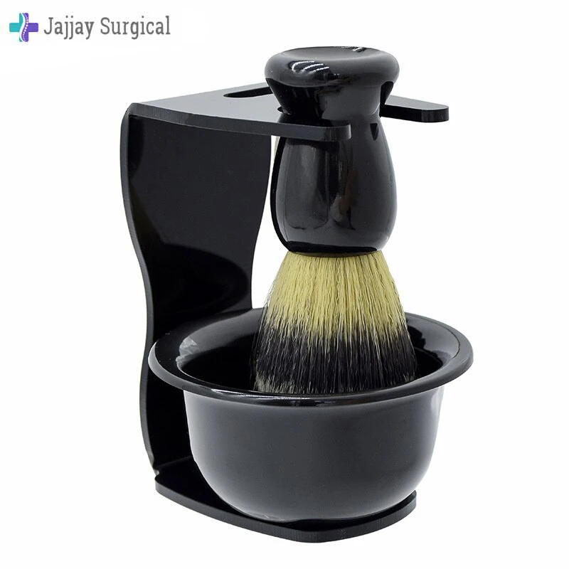 Wholesale Custom Printed Logo Black Ceramic Soap Mug Creative Porcelain Shaving Foam Bowl With Handle And Brush For Men
