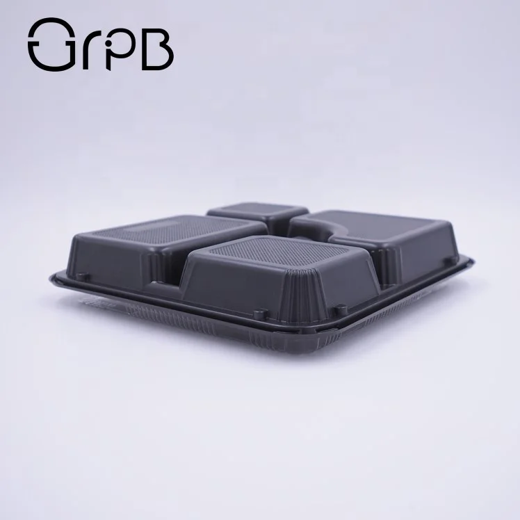 Take out plastic black bento lunch food container box