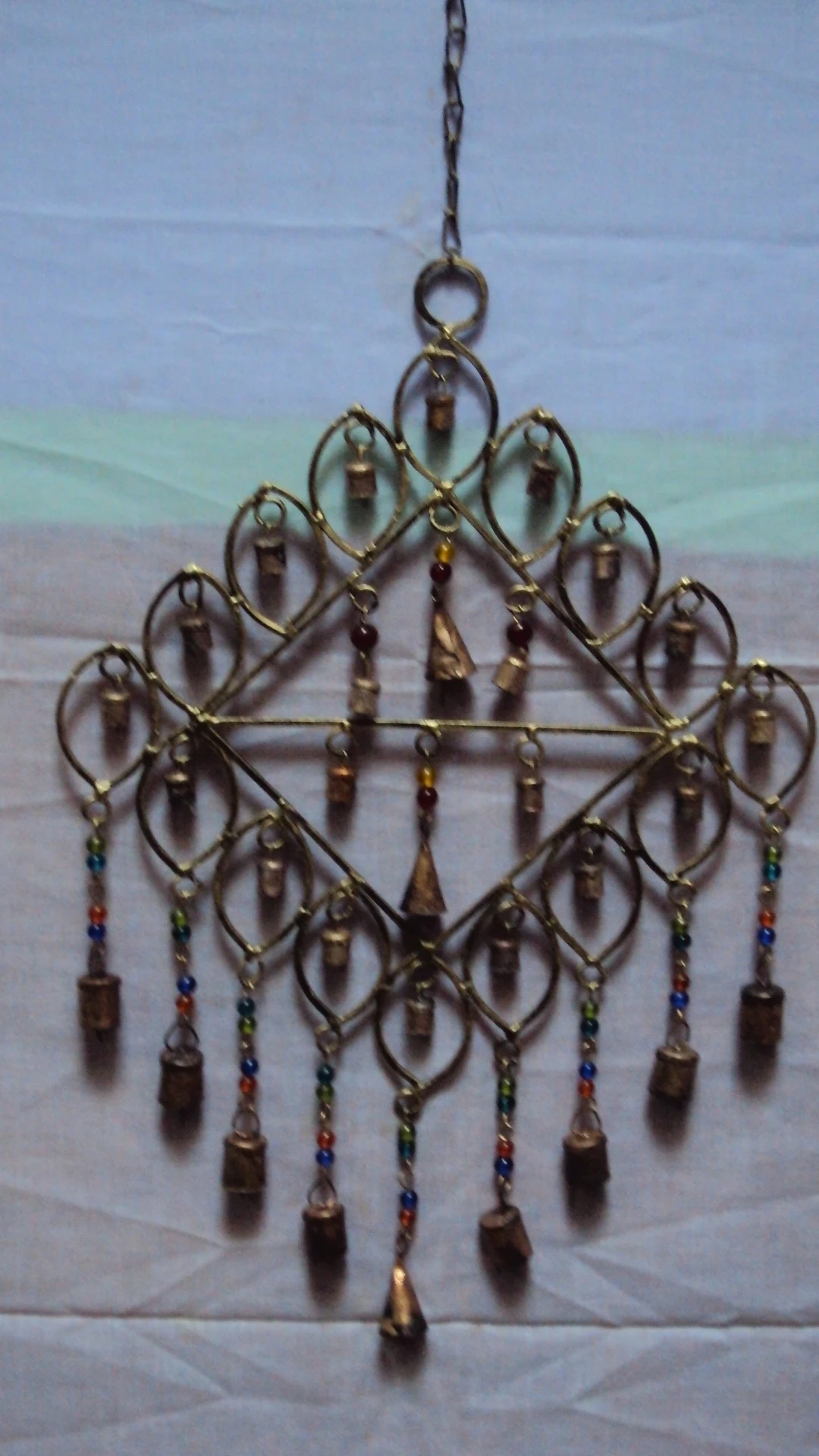 Indian fabric Elephant bell wall hangings in blue color, Traditional Rajasthani bell wall hanging