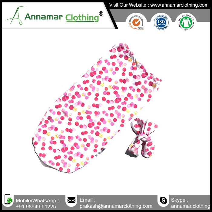 High quality organic cotton 220 GSM baby adjustable swaddle wrap made in India with custom logo an label