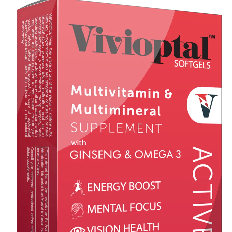 Активные мягкие гели Vivioptal с женьшенем и омега 3 ( 30 мягких гелей)