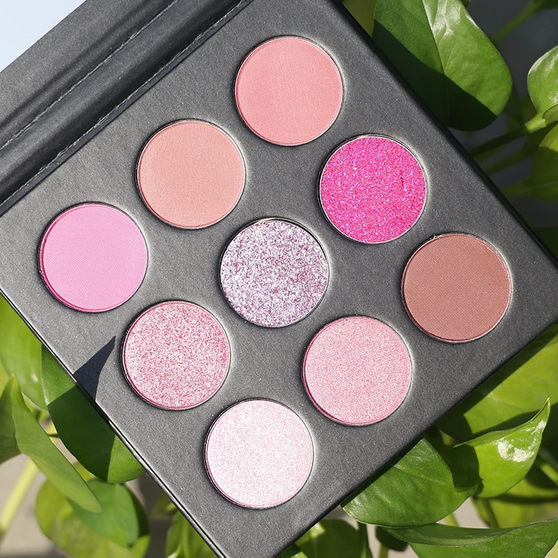 Make your own makeup glitter shimmer matte custom 9 color eyeshadow palette packaging private label