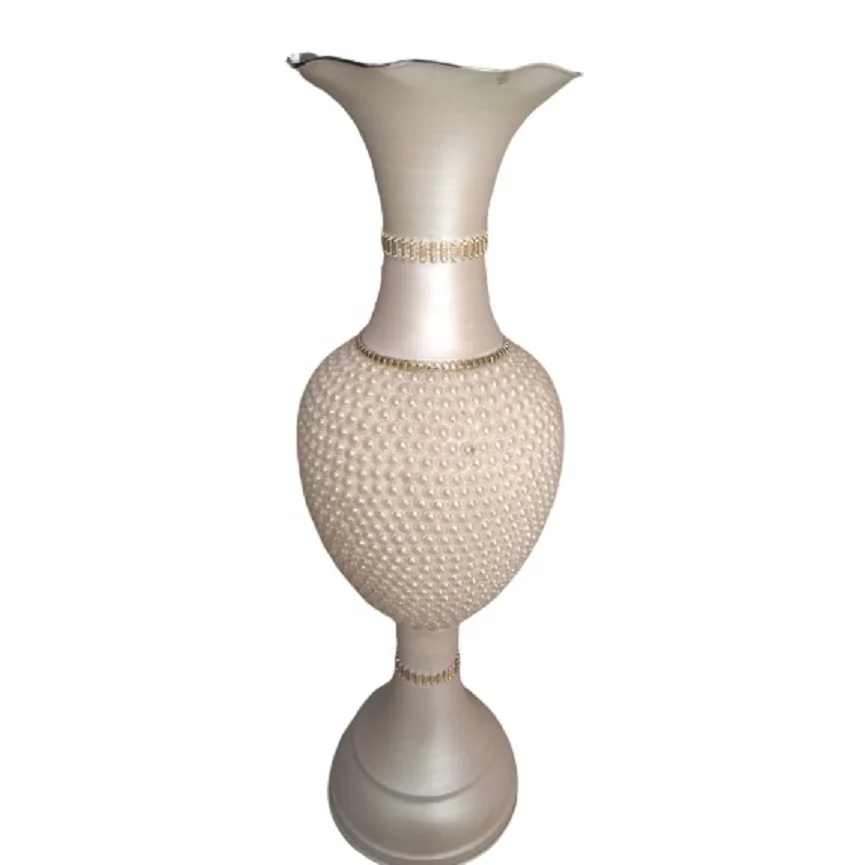 
Pewter color metal fancy vase 